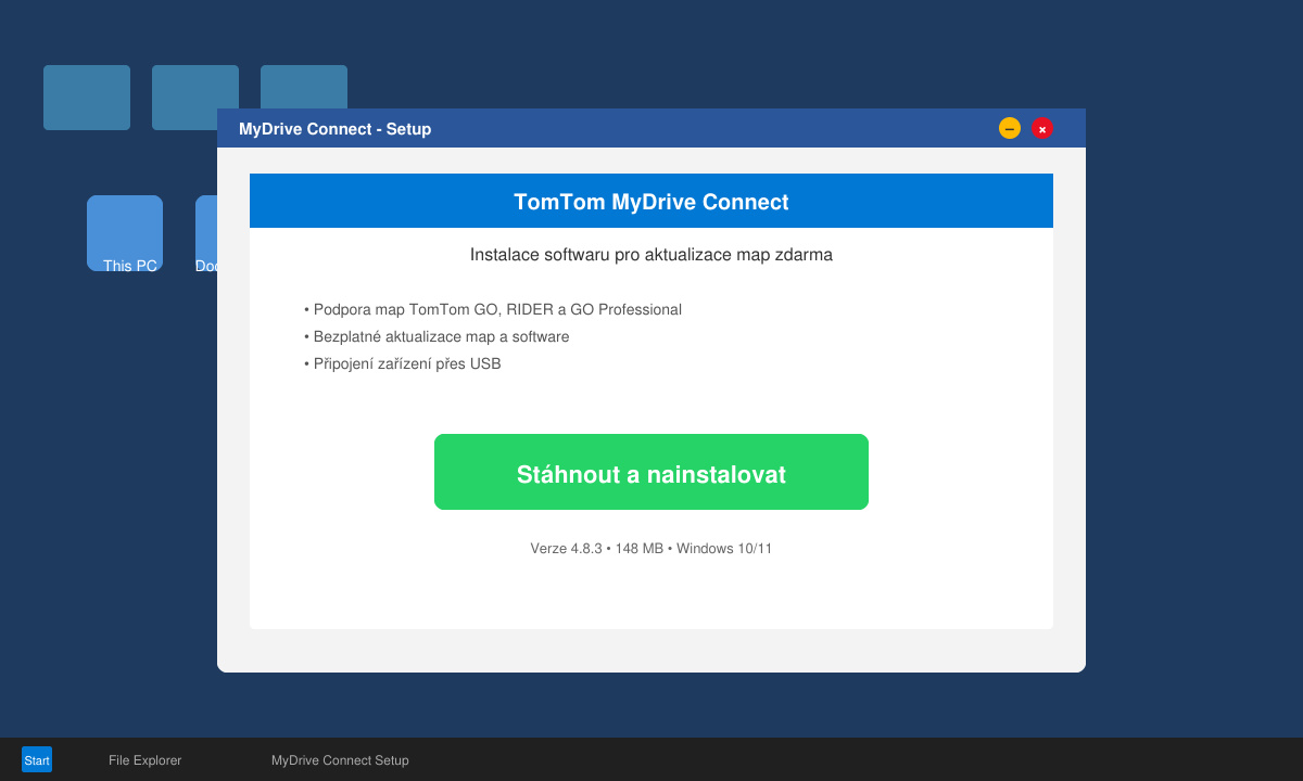 Instalace MyDrive Connect pro Tomtom aktualizace map zdarma