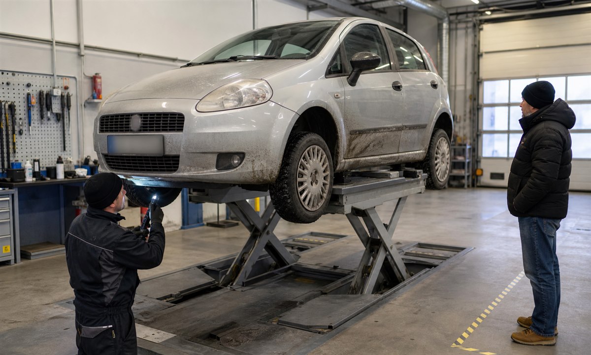 Fiat Punto koeajo katsastusaseman ennakkotarkastus