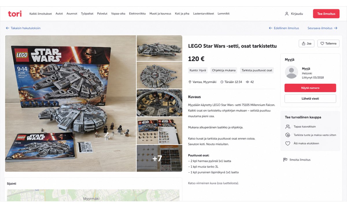 LEGO Star Wars -ilmoituksen tiedot ja kuvat Tori.fi:ssä