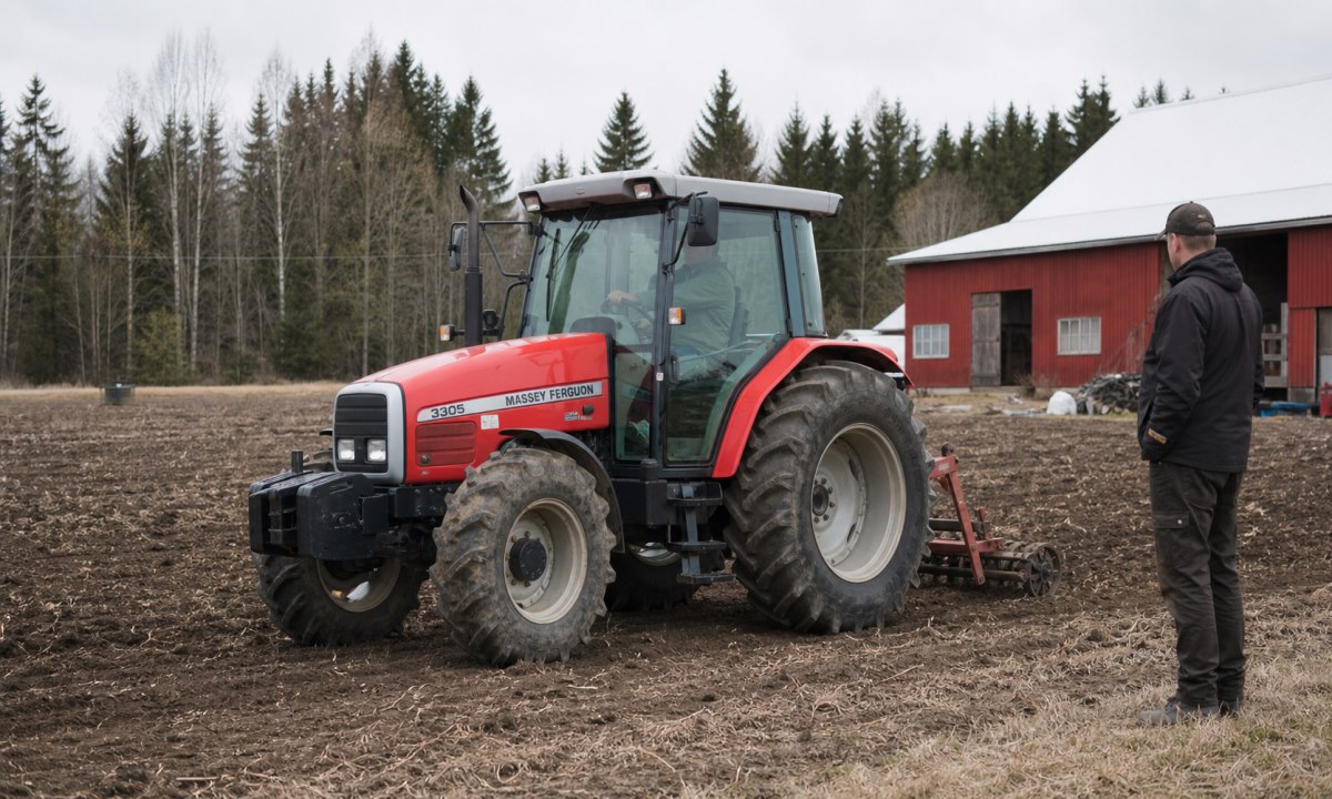 Massey Ferguson traktorin koeajo pellolla