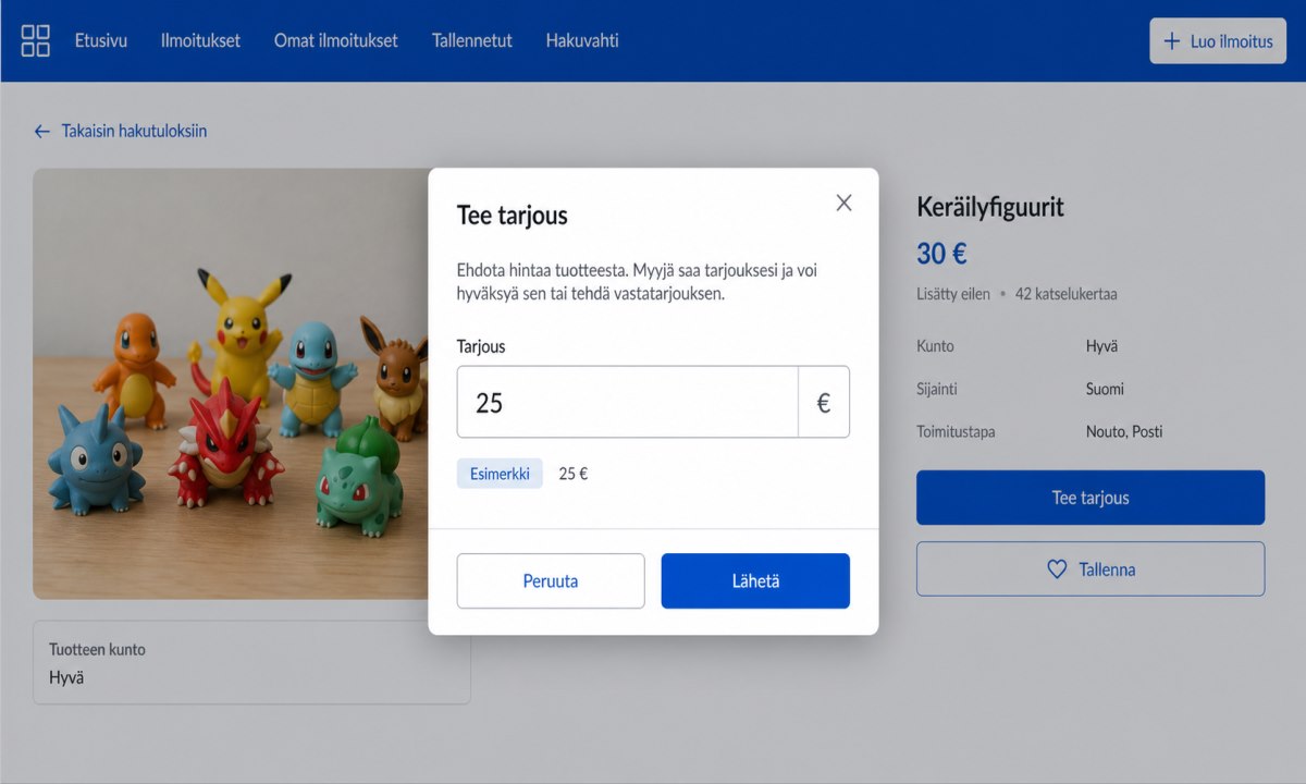 Tarjouksen tekeminen myyjälle Tori.fi:ssä