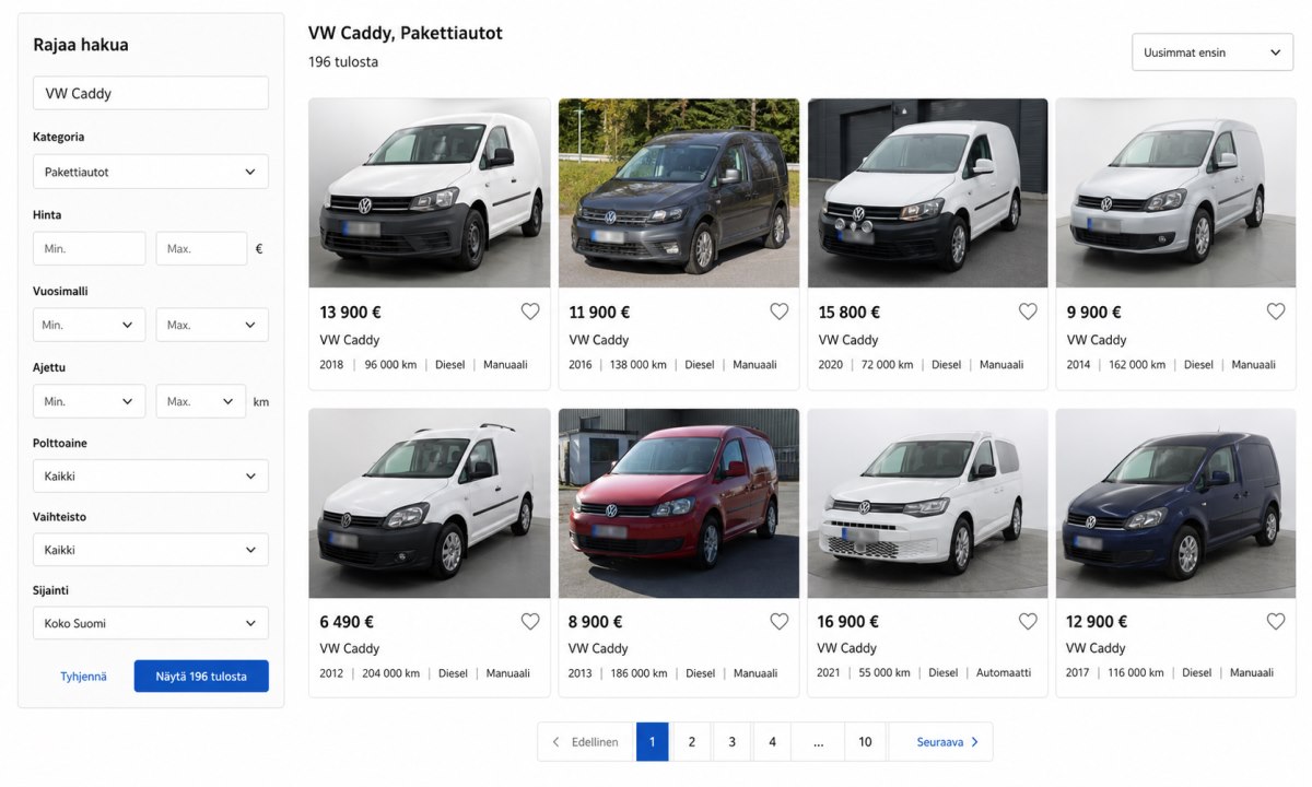 Tori.fi hakusuodattimet VW Caddy haku