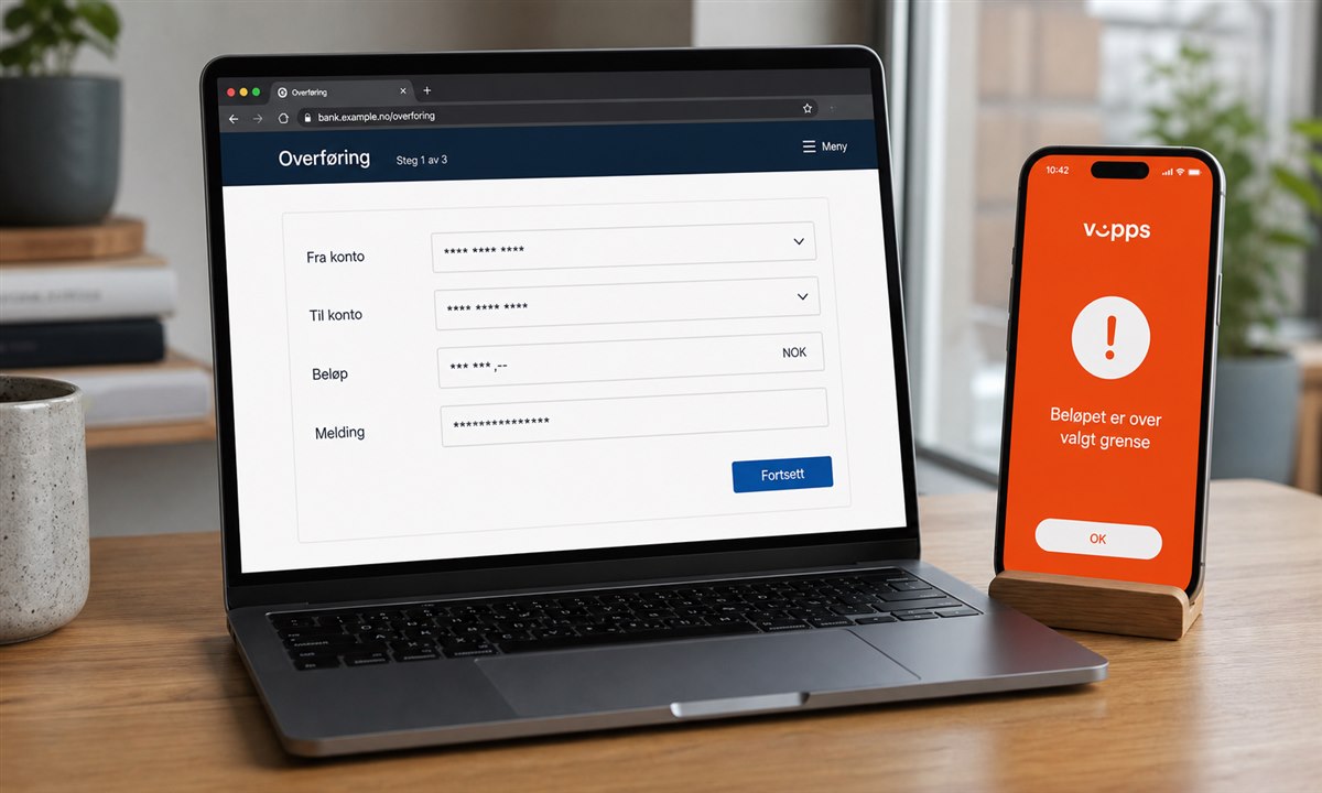 Bruke nettbank for store overføringer i stedet for Vipps