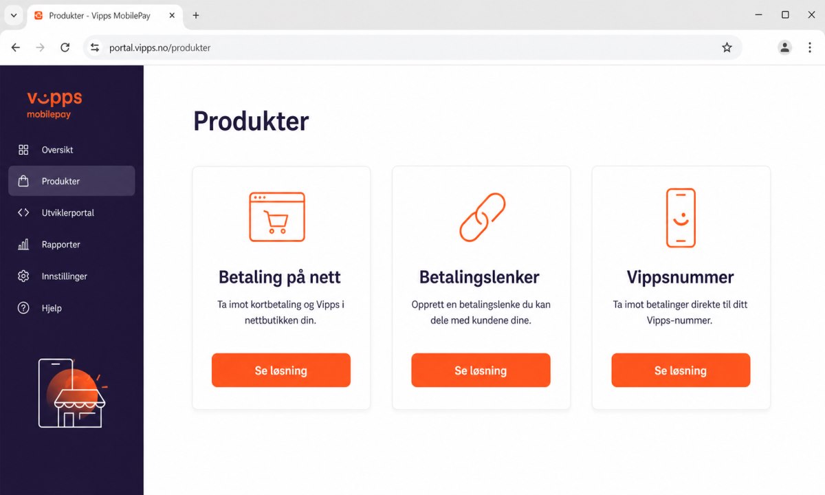 Vipps Bedrift-portal med produktoversikt for lag og foreninger