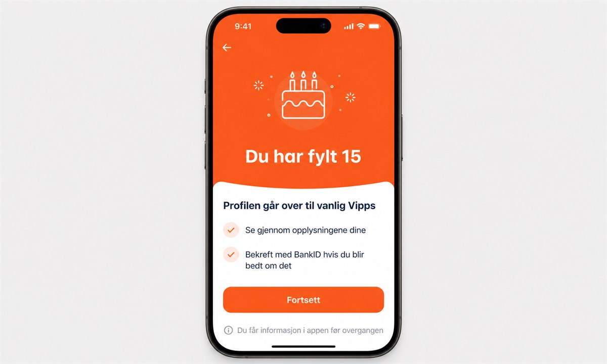 Ungdom som oppretter Vipps-konto på mobil