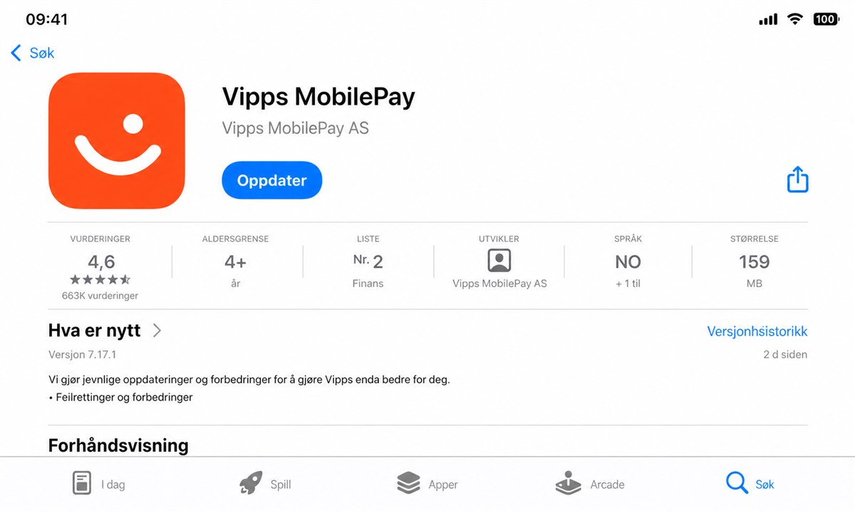 Oppdatere Vipps-appen i App Store