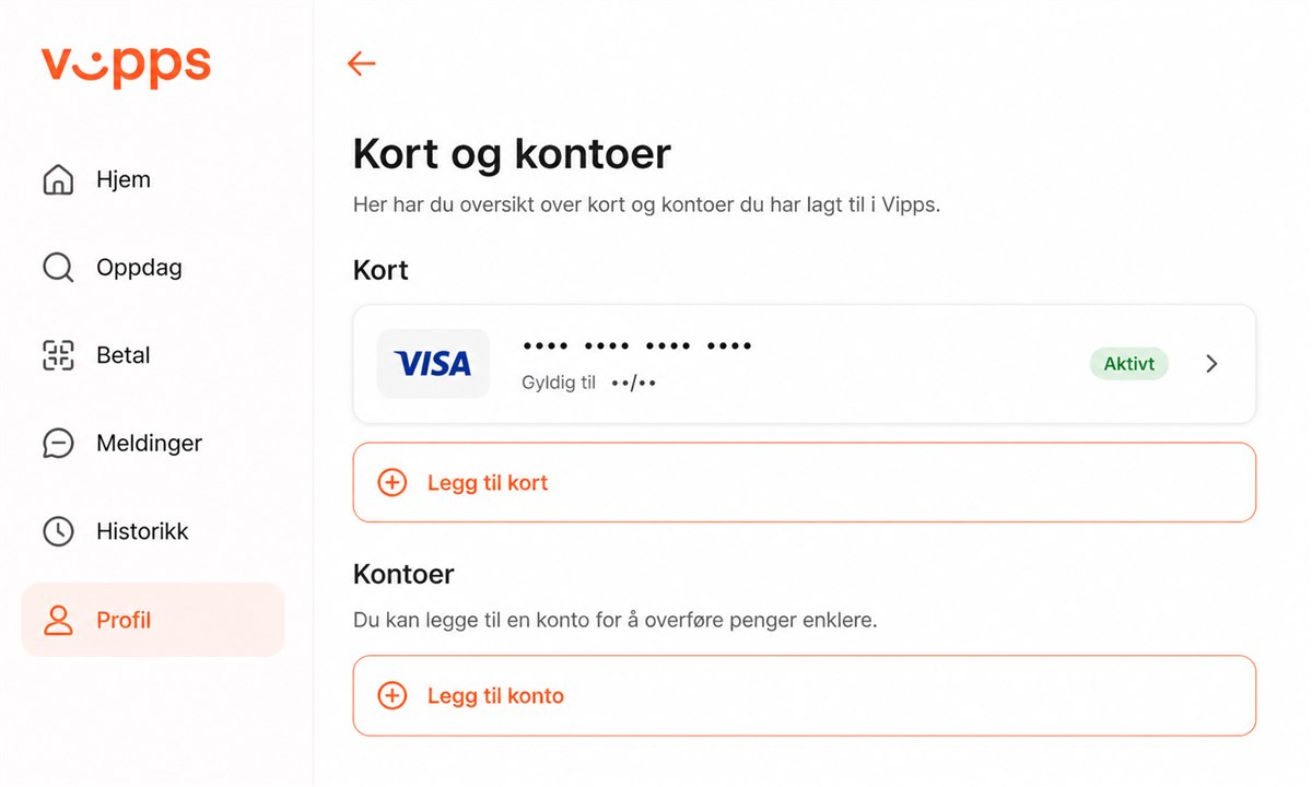 Kortinnstillinger i Vipps-appen