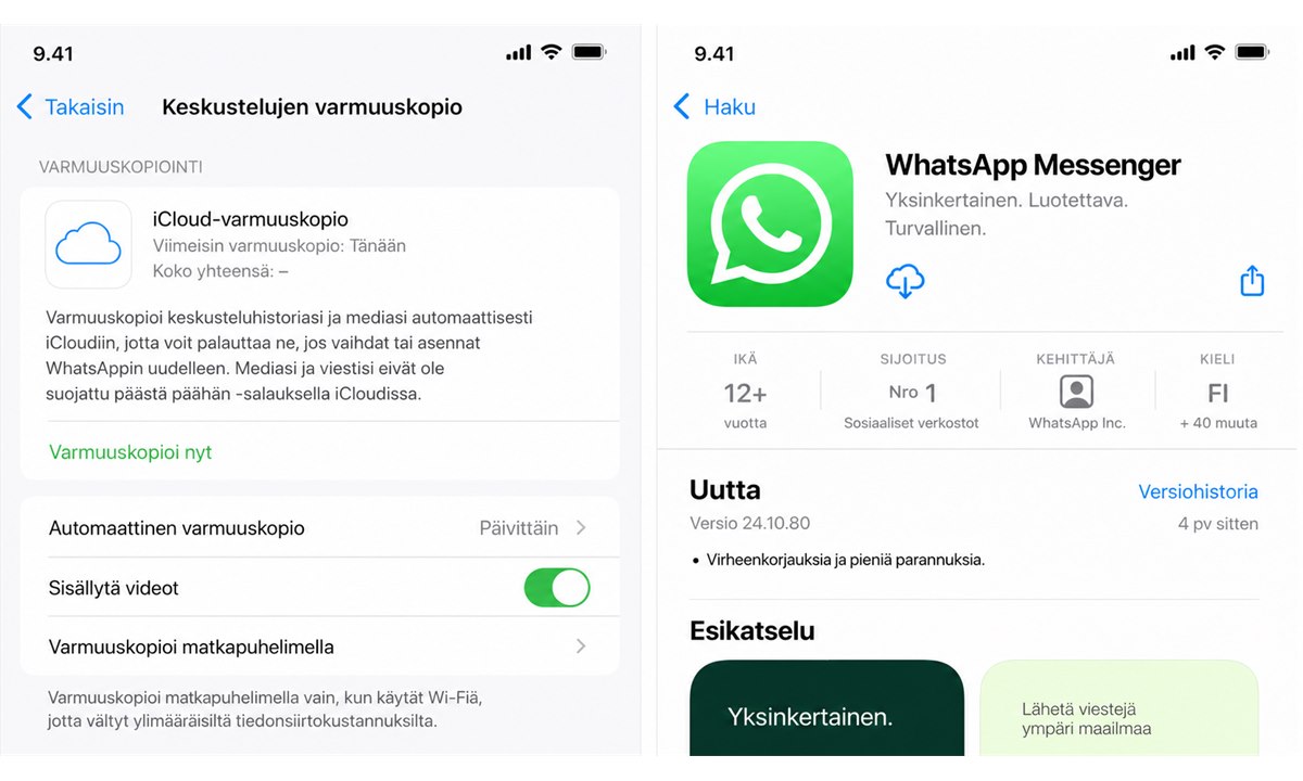 WhatsApp varmuuskopiointi ja uudelleenasennus iPhonessa