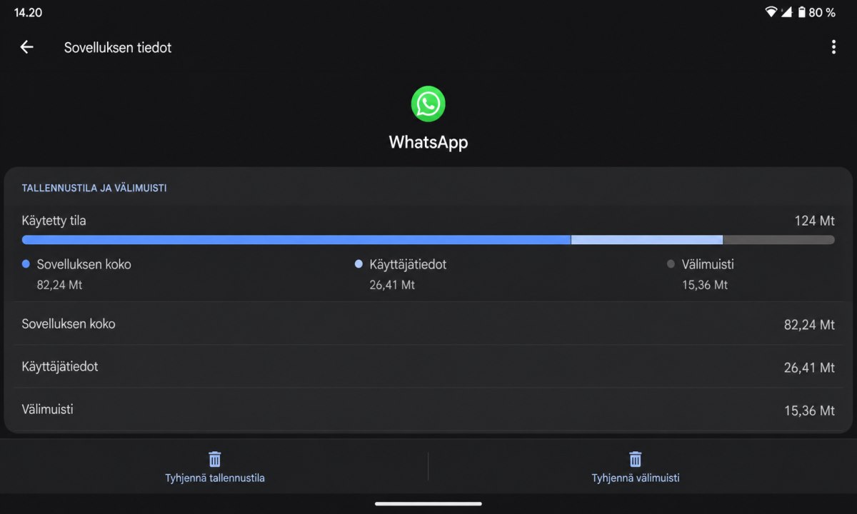 WhatsAppin välimuistin tyhjentäminen Android-asetuksista