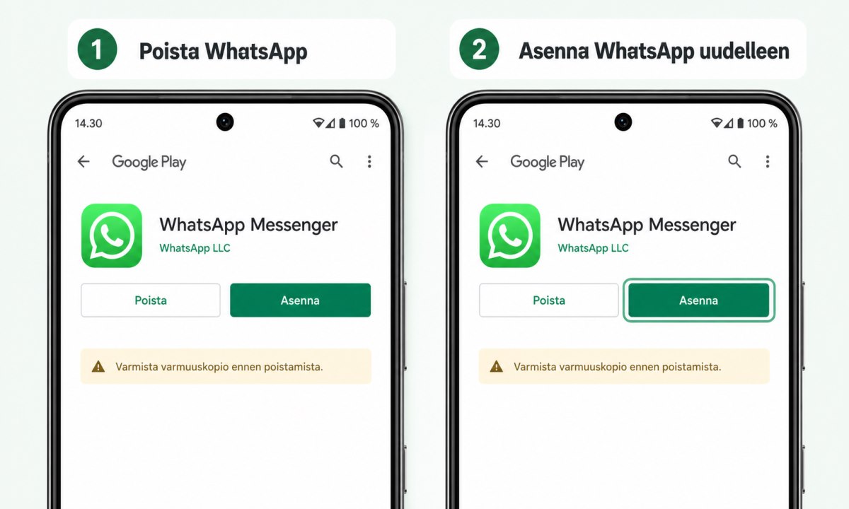 WhatsAppin uudelleenasennus Google Play -kaupasta