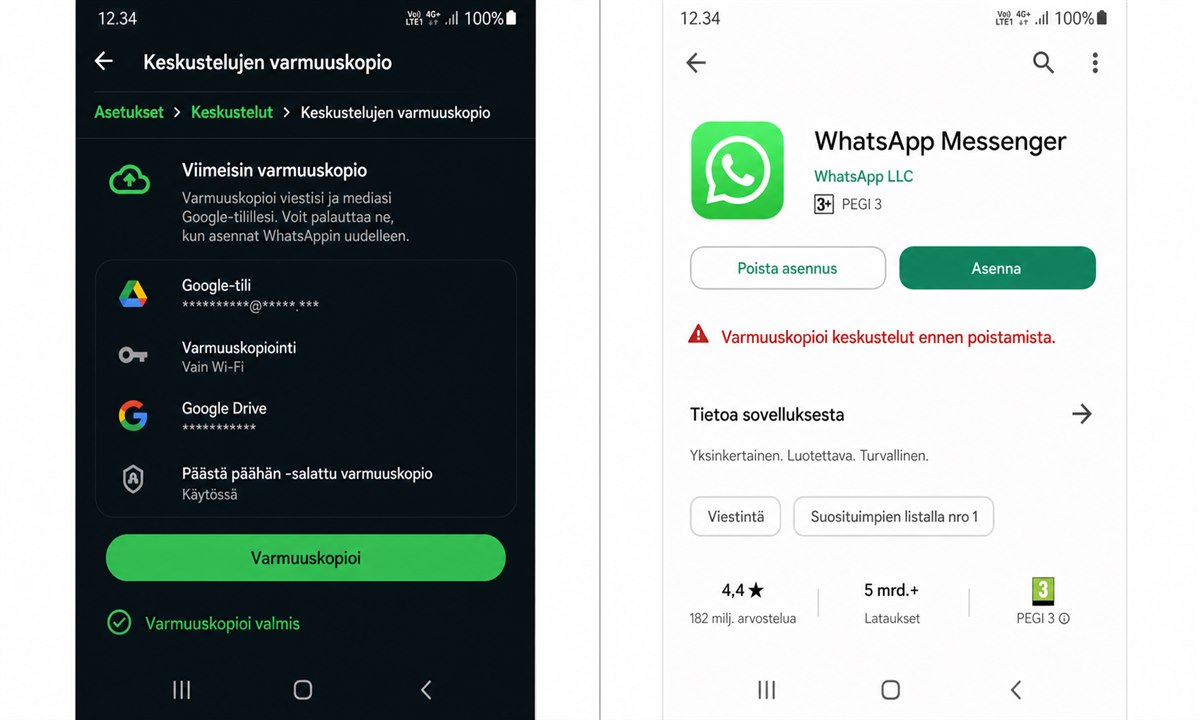 WhatsAppin uudelleenasennus Samsung-puhelimeen