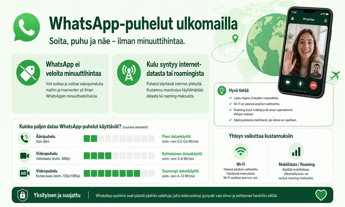 WhatsApp puhelu ulkomaille hinta