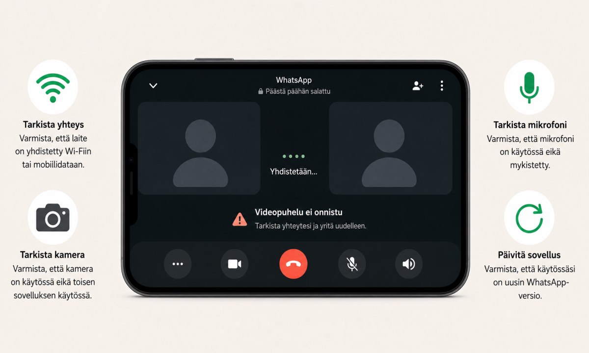 WhatsApp videopuhelu ei toimi