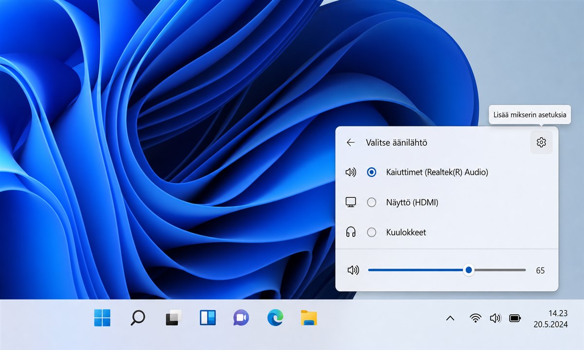 Windows 11 ääniasetukset toistolaitteen valinta