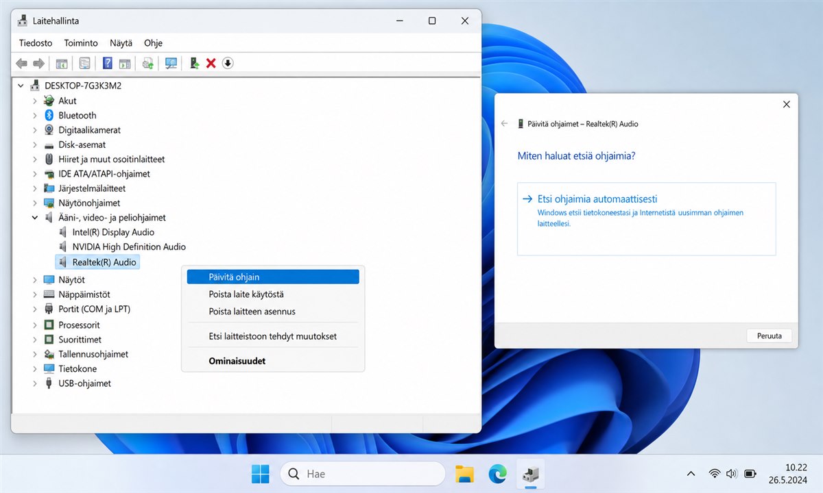 Windows 11 laitehallinta ääniohjain päivitys