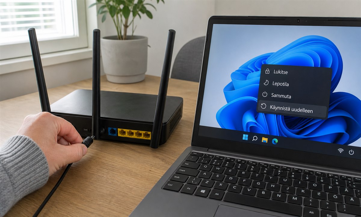 Reitittimen ja Windows 11 -tietokoneen uudelleenkäynnistys