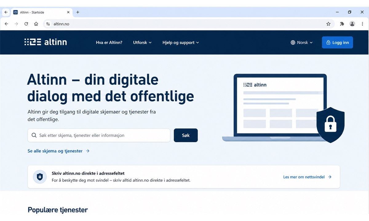 Gå direkte til www.altinn.no i nettleseren
