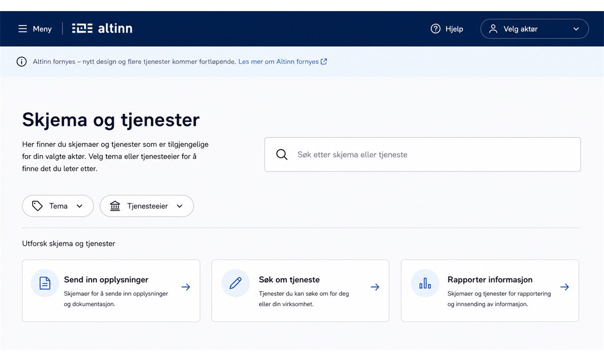 Søk og send skjemaer fra www altinn no min side