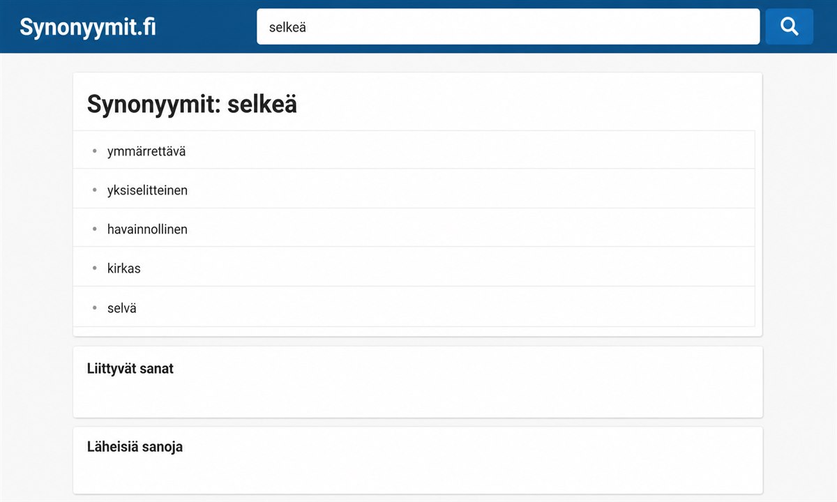 Synonyymit.fi hakutulos synonymisanakirja suomeksi