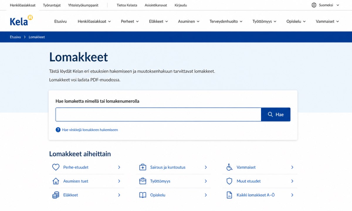 Www kela fi lomakkeet