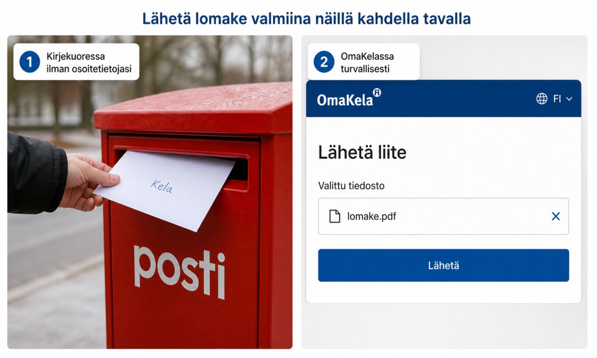 Kelan lomakkeen lähettäminen postitse tai OmaKelassa