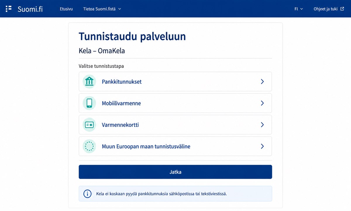 OmaKela kirjautuminen verkkopankkitunnuksilla tunnistautumisvaihtoehdot