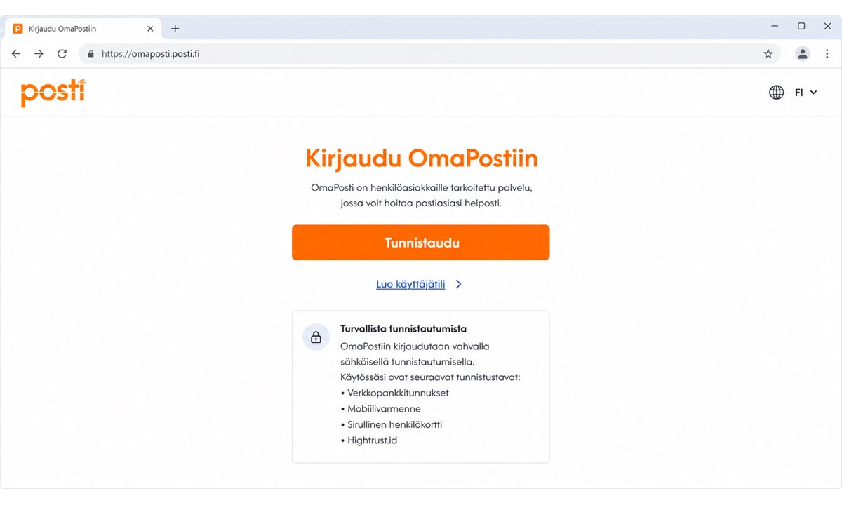 OmaPosti kirjautuminen ja tilin luominen posti.fi