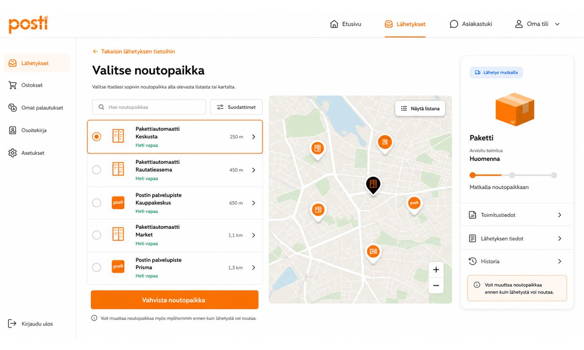Toimitusosoitteen muuttaminen OmaPosti palvelussa