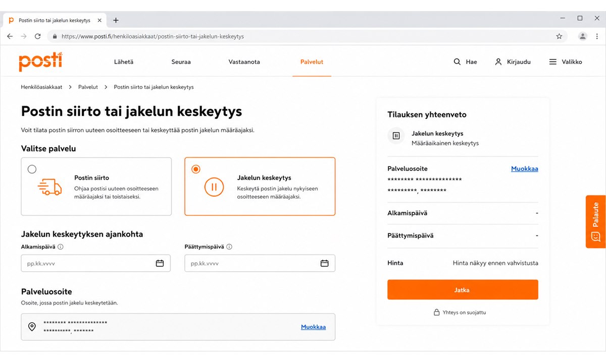Osoitteenmuutoksen tilaaminen OmaPosti palvelussa