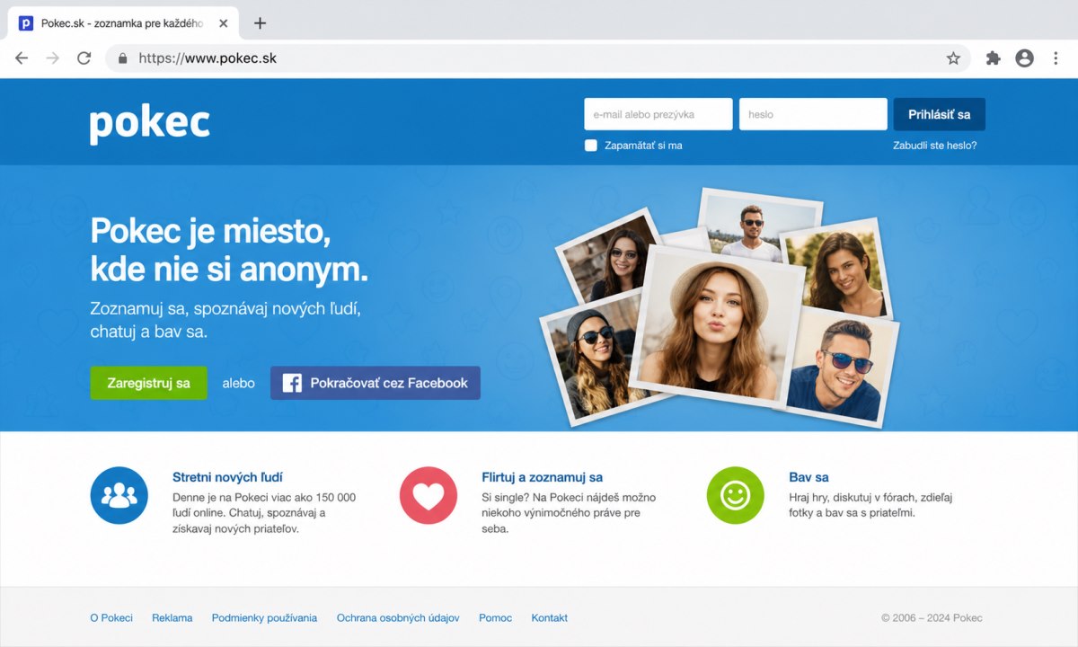 Adresa www.pokec.sk v prehliadači
