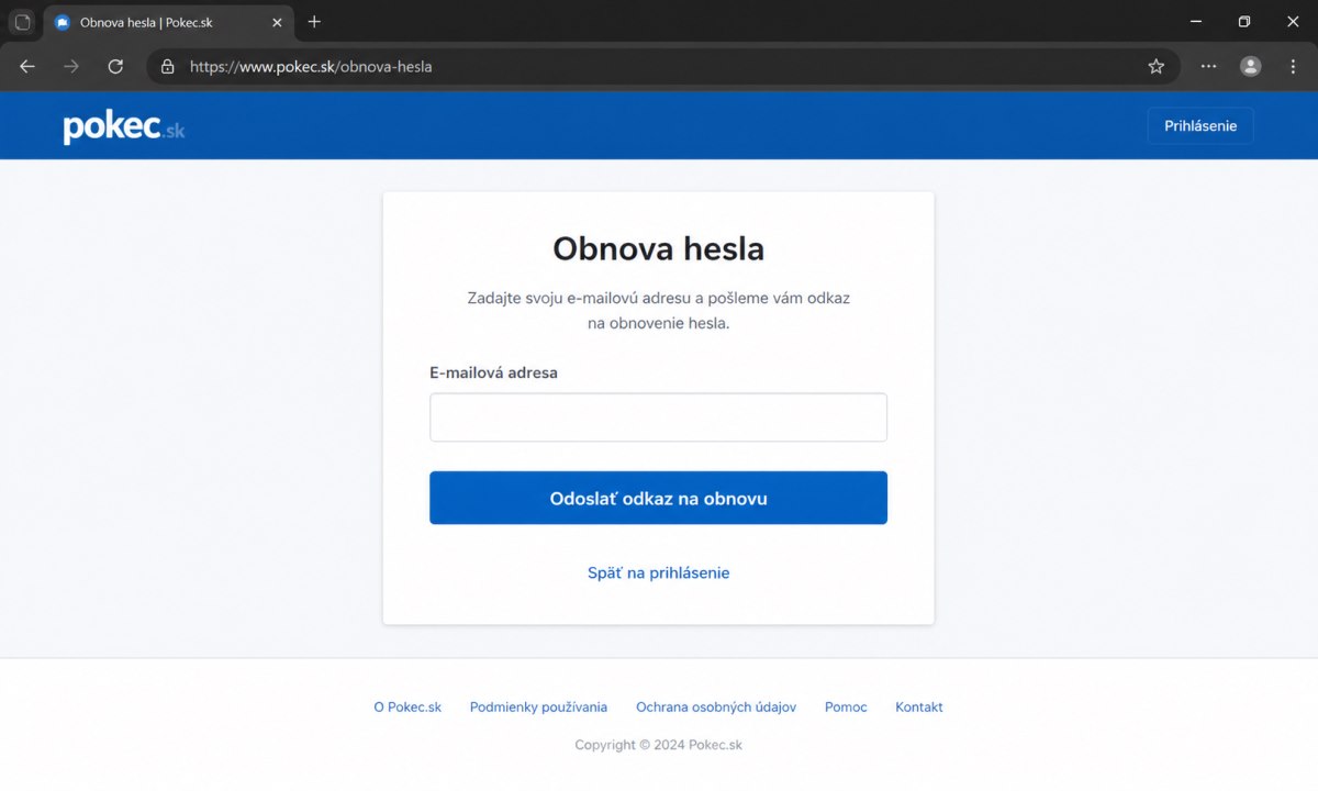 Obnova hesla na Pokec.sk