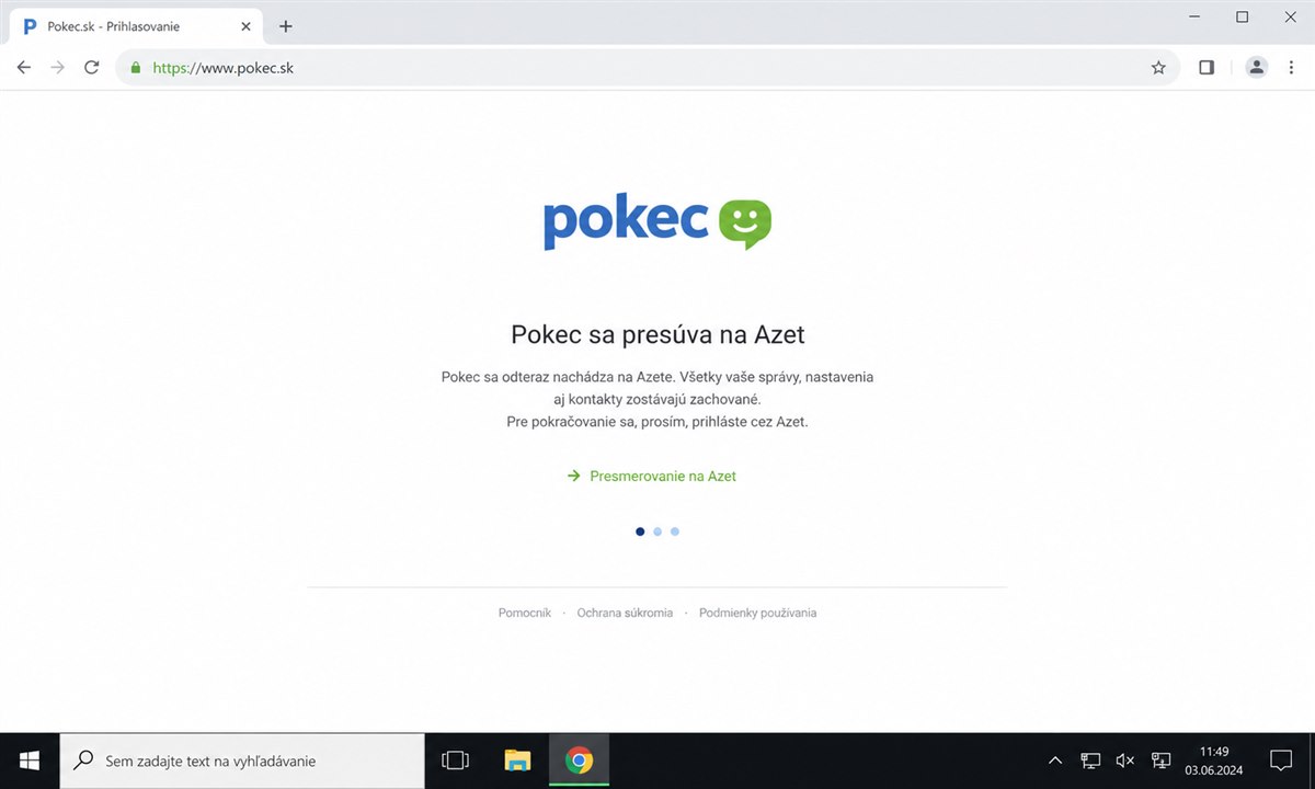 Zadanie adresy www.pokec.sk do prehliadača