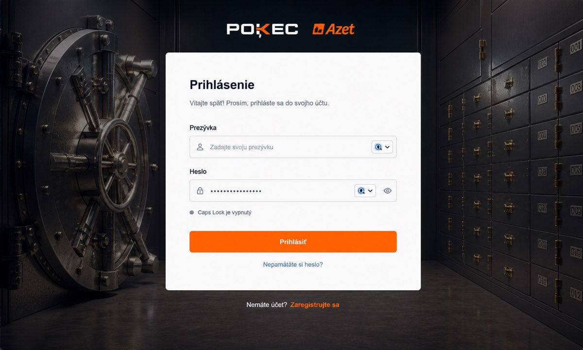 Vyplnenie prihlasovacieho formulára na Pokec.sk