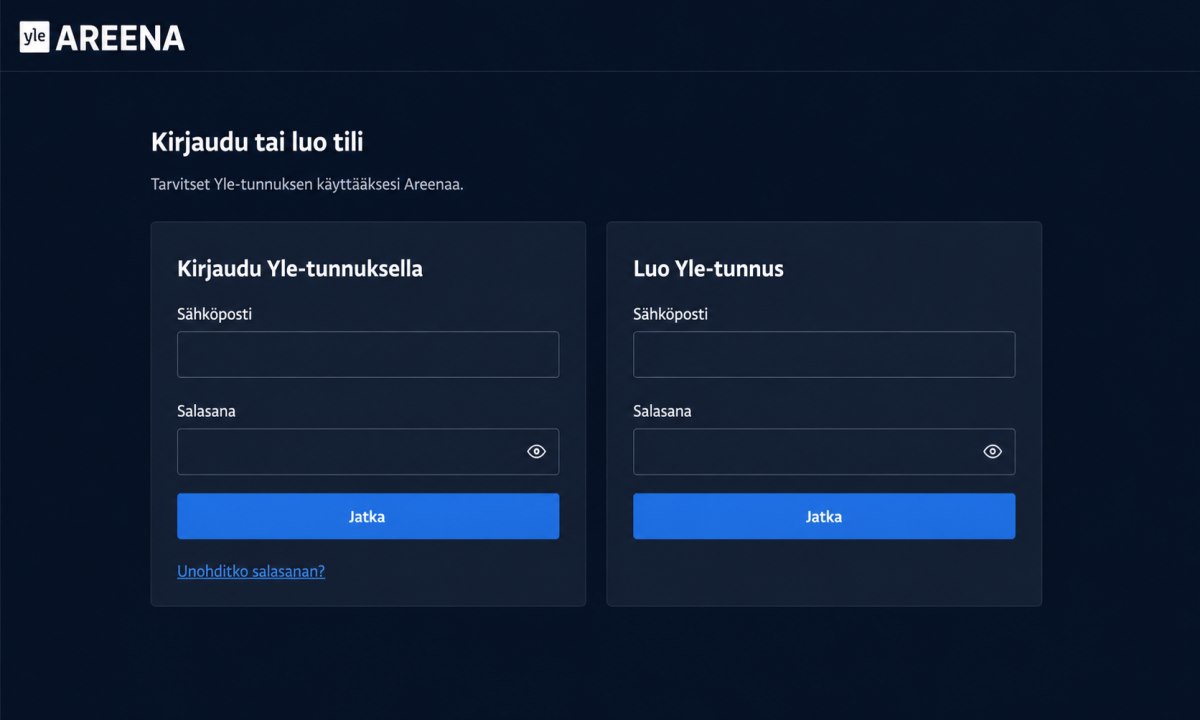 Yle-tunnuksen luominen ja kirjautuminen Areenaan