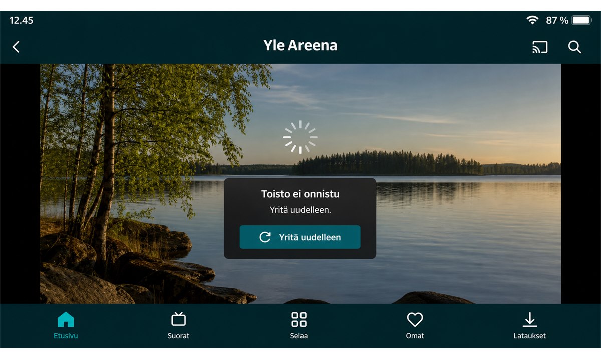 Yle areena ei toimi puhelimessa