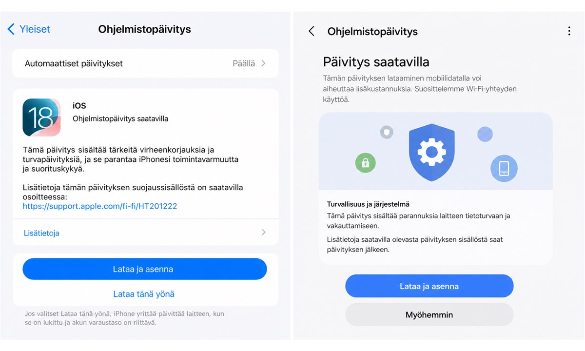 Puhelimen käyttöjärjestelmäpäivitys iOS tai Android