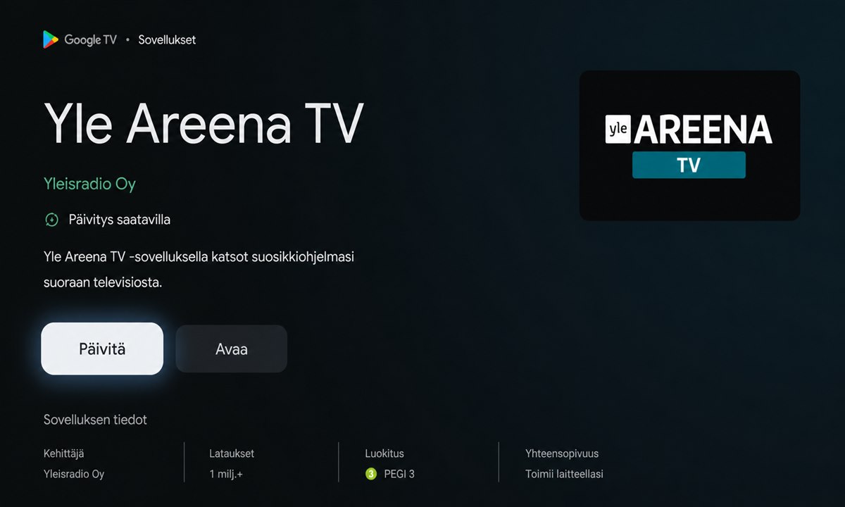 Yle Areena -sovelluksen päivittäminen Smart TV:n sovelluskaupassa
