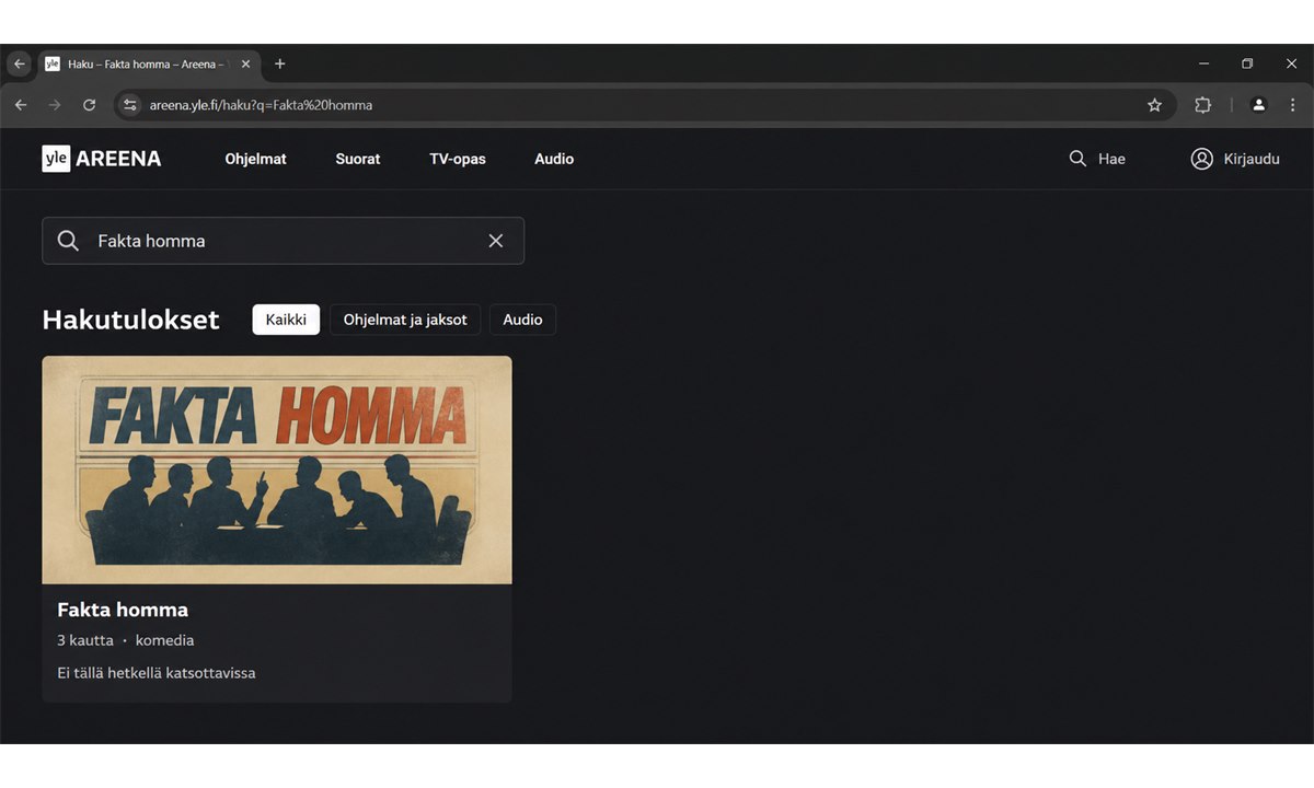 Fakta homma haku Yle Areenassa