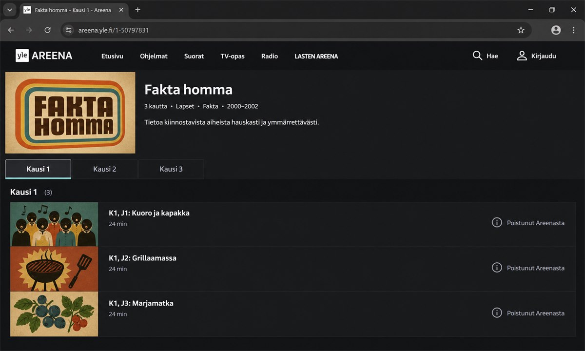 Fakta homma jaksot Yle Areenassa