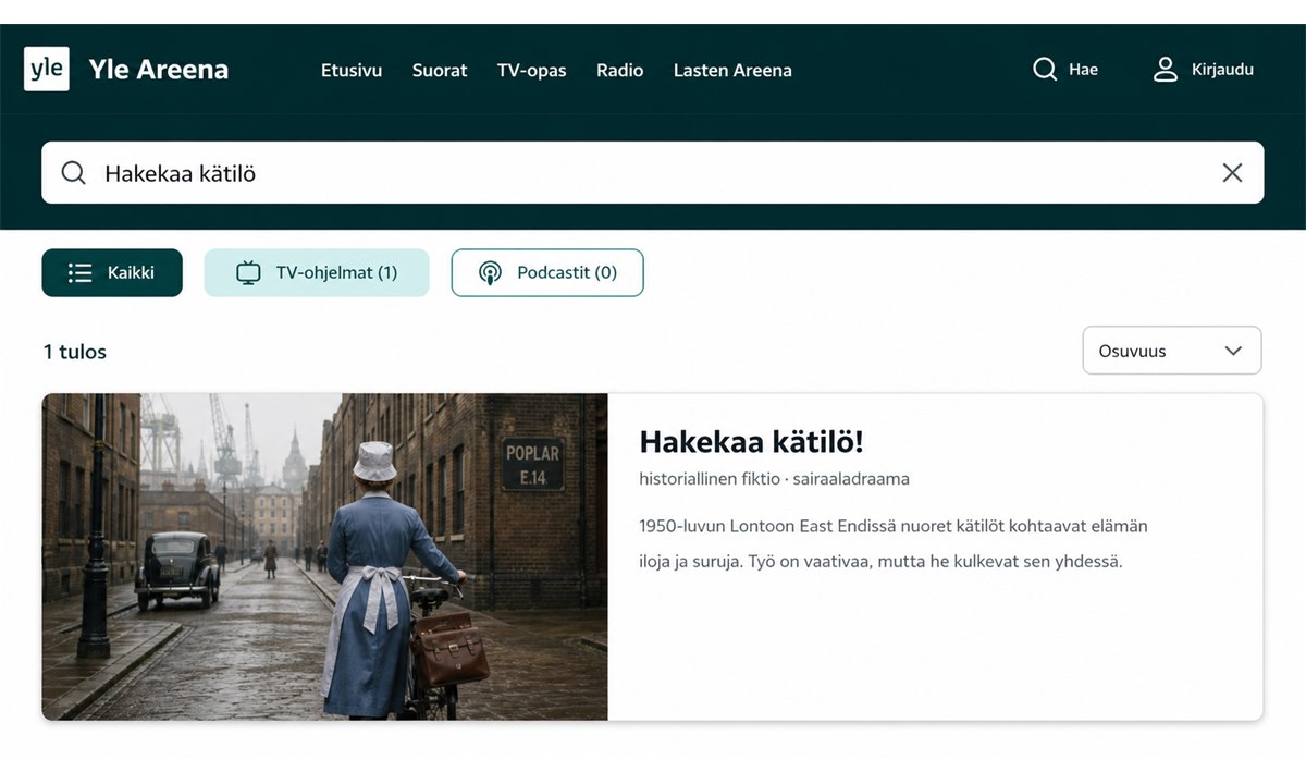 Hakekaa kätilö hakutulos Yle Areenassa