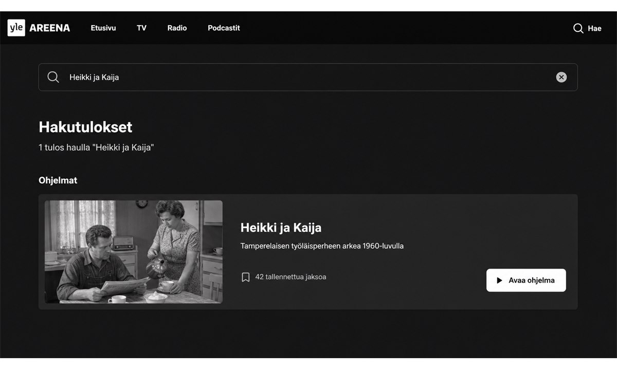 Heikki ja Kaija hakutulokset Yle Areenassa