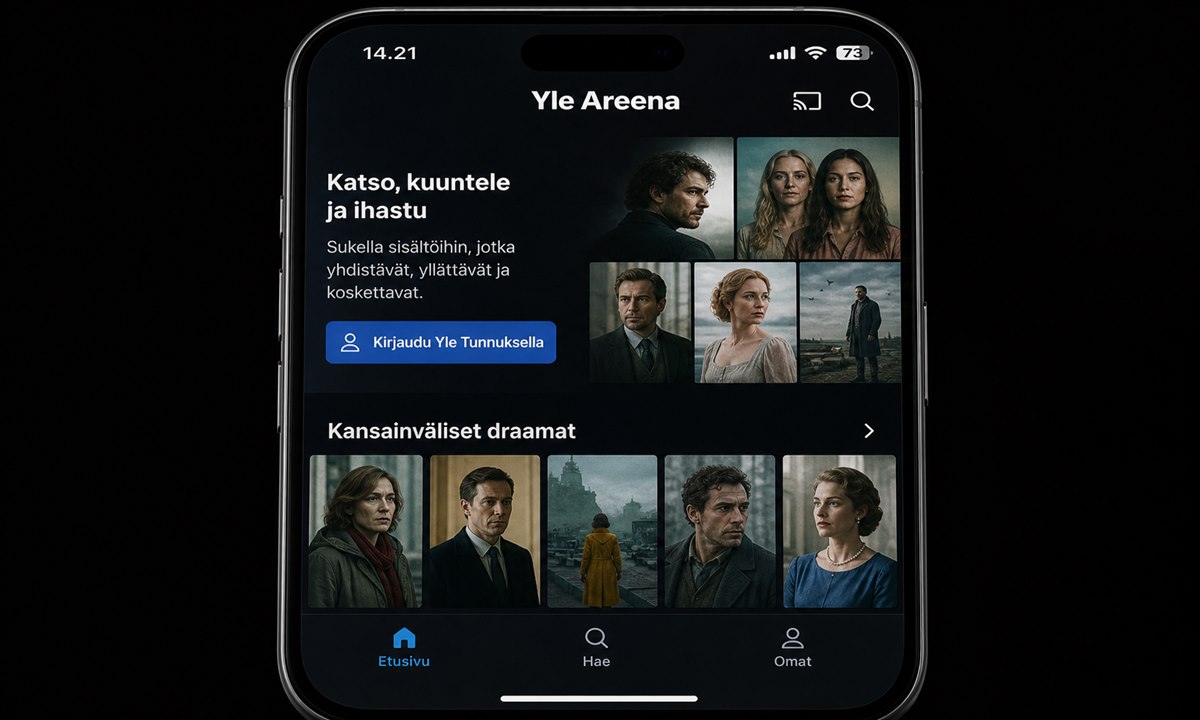 Yle Areena sovelluksen avaaminen mobiilissa