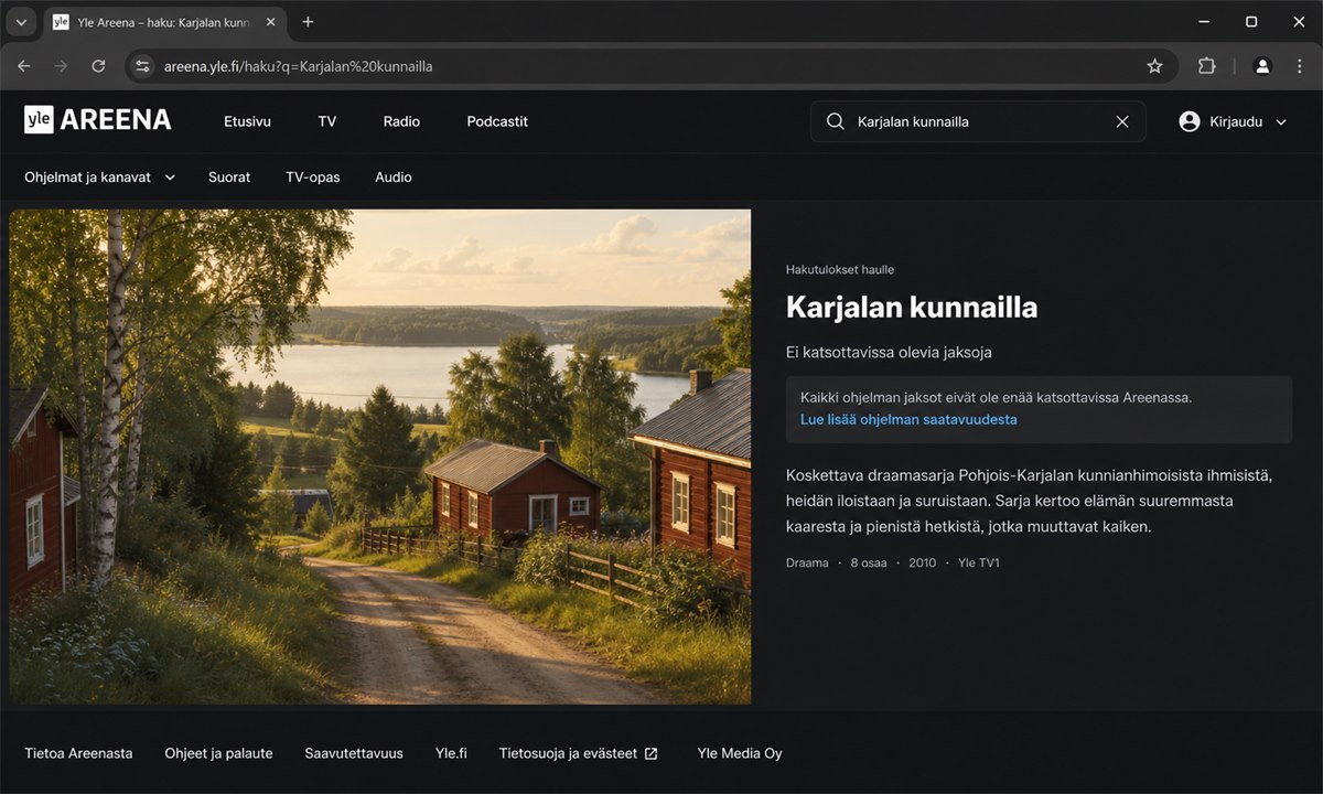 Yle areena karjalan kunnailla