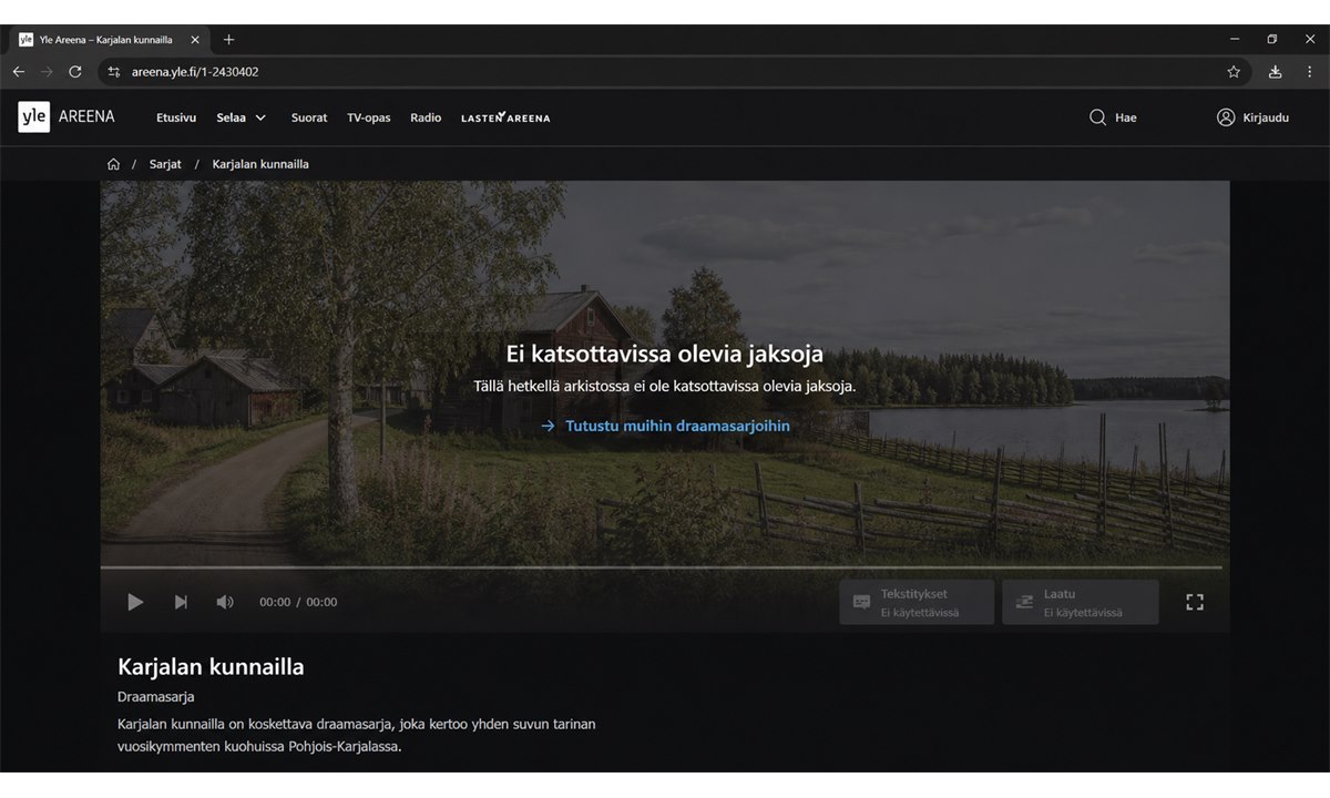 Yle Areena videosoitin asetukset ja tekstitys