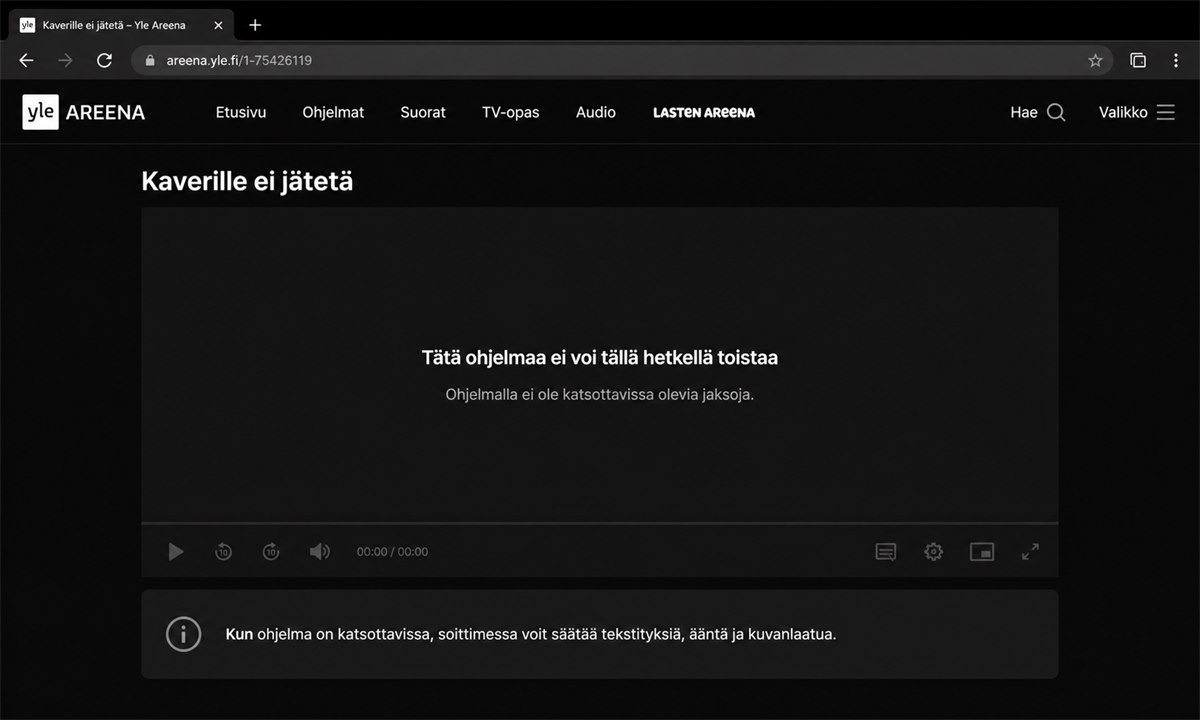 Yle Areena toistosäädöt ja tekstitys