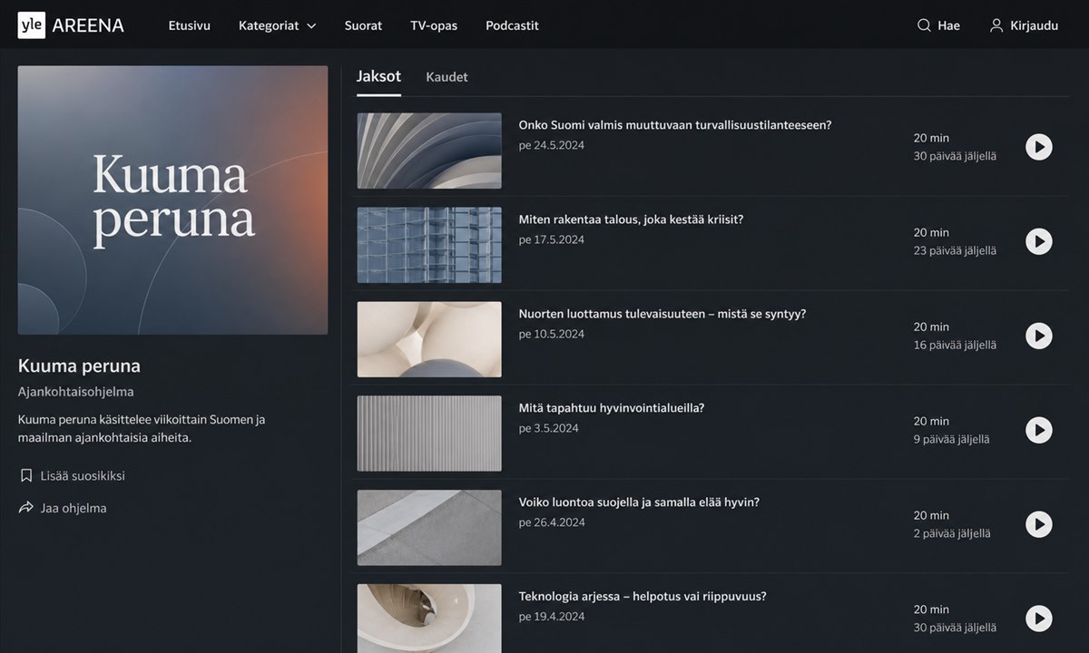 Kuuma peruna jaksovalikko Yle Areena