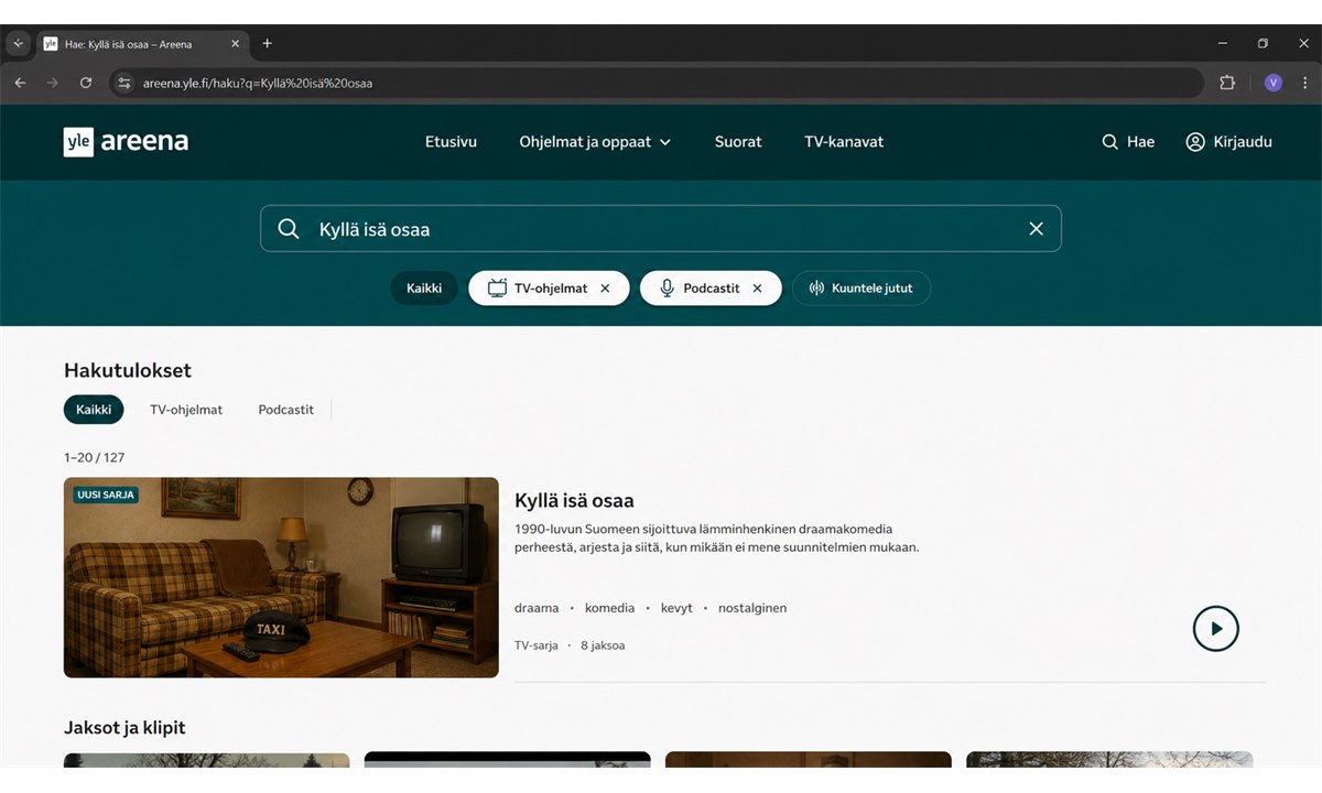 Yle Areena hakutulos Kyllä isä osaa