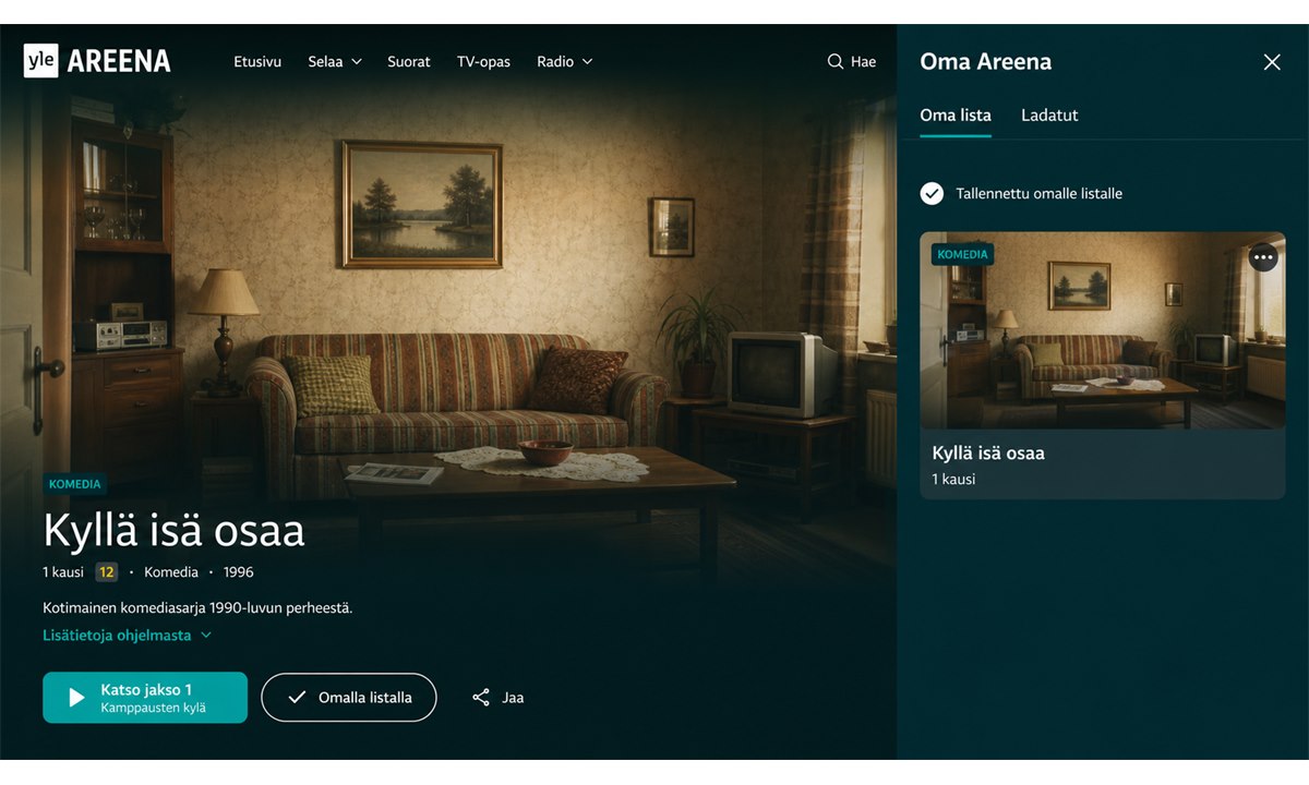 Kyllä isä osaa lisääminen Yle Areenan suosikkilistalle