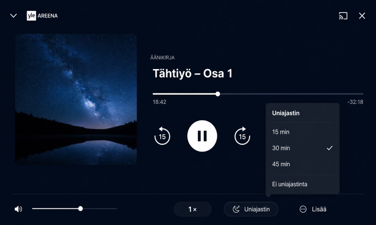 Yle Areena äänikirja toistin ajastin