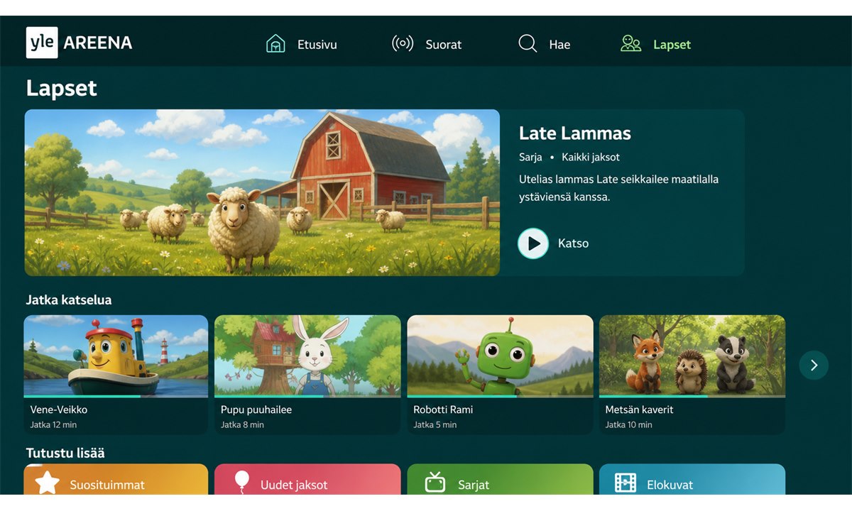 Yle Areena sovellus mobiilissa Late Lammas katselu